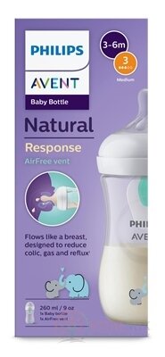AVENT LÁHVE Natural Response 260 ml slon, dudlík s ventilem AirFree (1m+) 1x1 ks