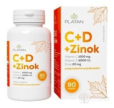 PLATAN Vitamin C + D + Zinek tbl s postupným uvolňováním 1x90 ks