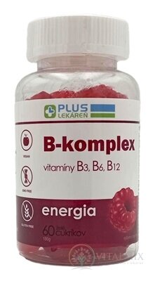 PLUS LÉKÁRNA B-komplex - vitamíny B3, B6, B12 želé bonbóny, malinová příchuť 1x60 ks