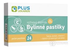 PLUS LÉKÁRNA Bylinné pastilky Bez cukru šalvěj, ženšen, vitamín C, 1x24 ks