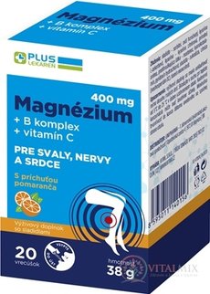 PLUS LÉKÁRNA Magnézium 400 mg + B komplex + vitamin C sáčky s příchutí pomeranč 1x20 ks