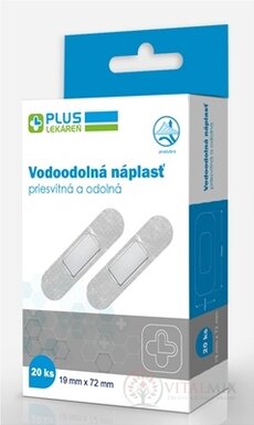 PLUS LÉKÁRNA Náplast voděodolná průsvitná a odolná, 19 x 72 mm, 1x20 ks