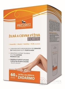 PRIESSNITZ Žilní a cévní výživa FORTE cps 1x60 ks + Zdarma Gel na žíly a cévy DE LUXE 125 ml, 1x1 set