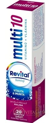 Revital multi 10 vitaminů + vláknina šumivý tbl eff s příchutí malina 1x20 ks