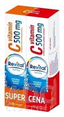 Revital vitamin C 500 mg šumivý Duopack tbl eff s příchutí pomeranče a lesní jahody 2x20 (40 ks)