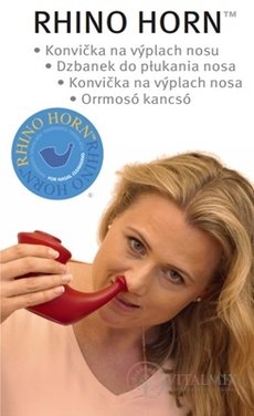 RHINO HORN Konvička na výplach nosu červená, s odměrkou na sůl (7090001498251) 1x1 ks
