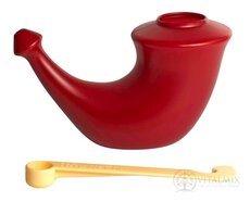 RHINO HORN Konvička na výplach nosu červená, s odměrkou na sůl (7090001498251) 1x1 ks