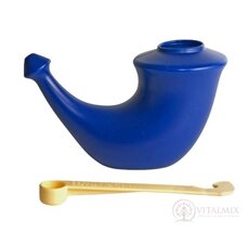 RHINO HORN Konvička na výplach nosu modrá, s odměrkou na sůl (7090001498244) 1x1 ks