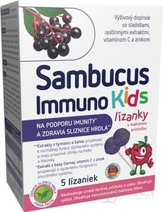 Sambucus Immuno Kids lízátka, malinová příchuť 1x5 ks