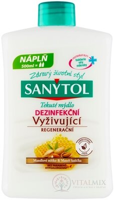 SANYTOL Tekuté mýdlo DEZINFEKČNÍ Vyživující mandlové mléko a mateří kašička, náhradní náplň 1x500 ml
