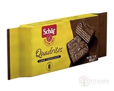 Schär QUADRITOS oplatky bezlepkové, kakaové vafle v hořké čokoládě, 1x40 g
