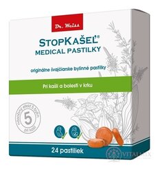 STOPKAŠEĽ Medical PASTILKY - Dr.Weiss při kašli a bolesti v krku 1x24 ks