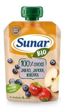 Sunar BIO Kapsička Jablko, jahoda, borůvka 100% ovoce (od ukonč. 4. měsíce) 1x100 g