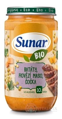 Sunar BIO přikrm BATÁTY, Hovězí MASO, Čočka (od ukonč. 10. měsíce) 1x235 g