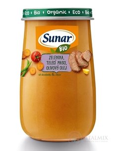 Sunar BIO příkrm ZELENINA, TELECÍ MASO (od ukonč. 6. měsíce) 1x190 g