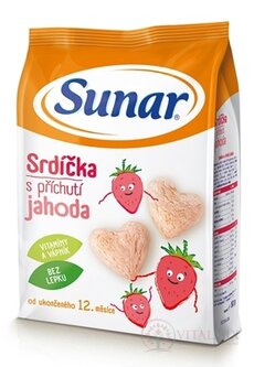 Sunar Dětský snack Srdíčka s příchutí jahoda (od ukonč. 12. měsíce) 1x50 g