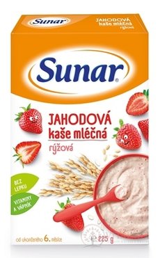 Sunar JAHODOVÁ KAŠE mléčná rýžová (od ukonč. 6. měsíce) 1x225 g