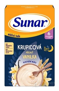 Sunar mléčná KAŠE KRUPICOVÁ Na dobrou noc příchuť vanilka (od ukonč. 6. měsíce) 1x210 g