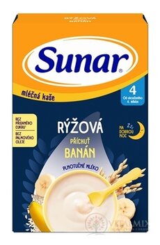 Sunar mléčná KAŠE RÝŽOVÁ Na dobrou noc příchuť banán (od ukonč. 4. měsíce) 1x210 g