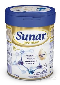 Sunar Premium 2 pokračovací mléčná výživa (od ukonč. 6. měsíce) 1x700 g