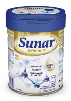 Sunar Premium 3 mléčná výživa (od ukonč. 12. měsíce) 1x700 g