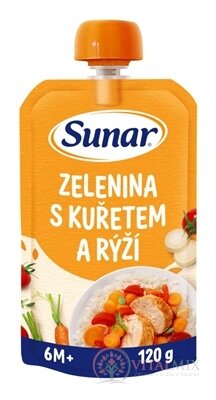 Sunar příkrm ZELENINA S KUŘECÍM MASEM A RÝŽÍ zeleninově-masový (od ukonč. 6. měsíce) 1x120 g