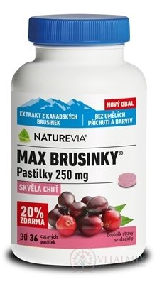 SWISS NATUREVIA MAX BRUSINKY pastilky 250 mg (20% zdarma) 1x36 ks