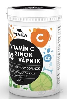 Vemica Vitamin C+D3+Zn+Ca prášek 1x250 g