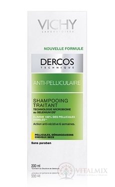 VICHY DERCOS ANTI-pelliculaire Šampon proti suchým lupům, suché vlasy (M0362900) 1x200 ml