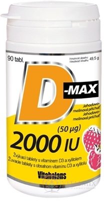 Vitabalans D-max 2000 IU (50 mikrogramů) žvýkací tablety 1x90 ks