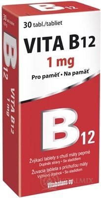 Vitabalans VITA B12 1000 mikrogramů žvýkací tablety s příchutí máty 1x30 ks
