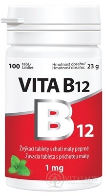 Vitabalans VITA B12 1 mg žvýkací tablety s příchutí máty (inov. 2021) 1x100 ks
