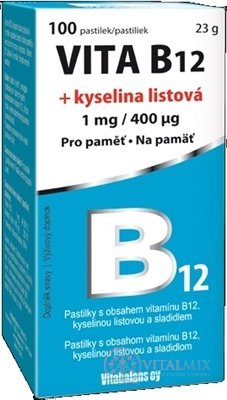 Vitabalans VITA B12 + kyselina listová (1 mg / 400 mcg) pastilky 1x100 ks
