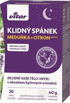 VITAR KLIDNÝ SPÁNEK prášek v sáčcích, příchuť meduňka a citron 1x20 ks