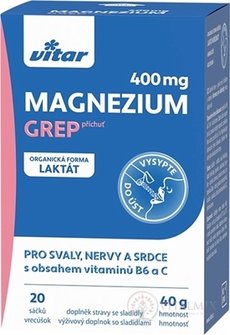 VITAR Magnézium 400 mg + vitamíny B6 a C sáčky s příchutí grepu 1x20 ks