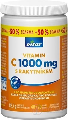VITAR VITAMIN C 1000 mg S RAKYTNÍKEM tbl s postupným uvolňováním 40+20 (50% zdarma) (60 ks)