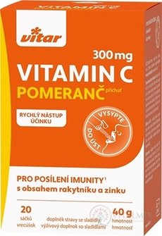 VITAR vitamin C 300 mg + rakytník + zinek sáčky, sypká směs s příchutí pomeranč 1x20 ks