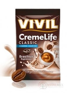 VIVIL Bonbons CREME LIFE CLASSIC drops Brasilitos s kávovou příchutí, bez cukru 1x110 g