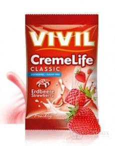 VIVIL Bonbons CREME LIFE CLASSIC drops s jahodově-smetanovou příchutí, bez cukru 1x110 g