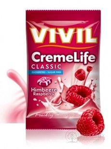 VIVIL Bonbons CREME LIFE CLASSIC drops s malinově-smetanovou příchutí, bez cukru 1x110 g