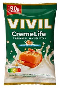 VIVIL BONBONS CremeLife CARAMEL HAZELITOS drops se smetanovou karamelovou oříškovou příchutí, bez cukru 1x90 g