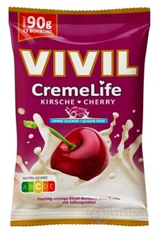 VIVIL BONBONS CremeLife CHERRY drops se smetanovou višňovou příchutí, bez cukru 1x90 g