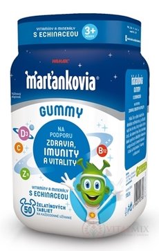 WALMARK Marťánci Gummy Vitamíny s Echinaceou želatinové tablety, příchuť jahoda a třešeň 1x50 ks