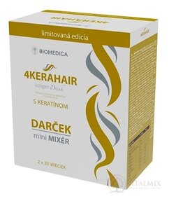 BIOMEDICA 4KERAHAIR Kolagen drink + Dárek s keratinem 2x30 ks (60 ks) + dárek mini mixér, 1x1 set