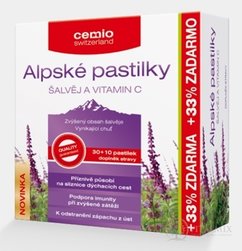 Cemio Alpské pastilky ŠALVĚJ A VITAMIN C pastilky 30 + 10 (33% zdarma) (40 ks)