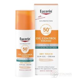 Eucerin SUN OIL CONTROL TINTED SPF50+ LIGHT krémový gel na opalování na obličej, akné, tónovací světlý 1x50 ml