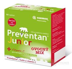 Farmax Preventan Junior + vitamín C ovocný mix, tbl 1x90 ks