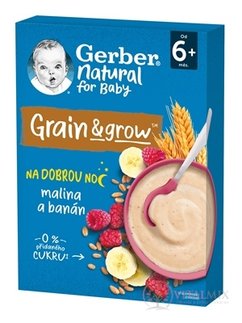 Gerber Natural Mléčná KAŠE Pšeničně-ovesná malina a banán (od ukonč. 6. měsíce) 1x220 g