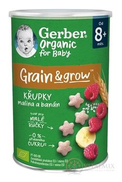 Gerber Organic CHRUMKY Rýžovo-pšeničné s malinami a banánem (od ukonč. 8. měsíce) 1x35 g