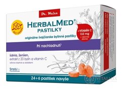 HERBALMED PASTILKY BEZ CUKRU - Dr.Weiss při nachlazení (šalvěj, ženšen, extrakt 20 bylin a vit.C) pastilky 24 + 6 navíc (30 ks)